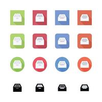 Set Of Colorful File Cabinet Icons Modern Flat Design Elements vector