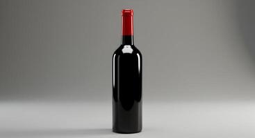 Elegant close-up of a red wine bottle with a minimalist background photo