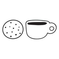 Cookie and cup of coffee. Outline illustration. graphic design. vector
