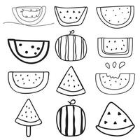 Set of outline icons. Watermelons. simple graphic design. Illustrations on white background. vector