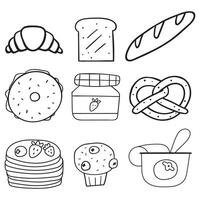 Set of isolated icons for breakfast. Outline design. illustrations on white background. vector