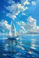 Sailing Under a Cloudy Blue Sky photo