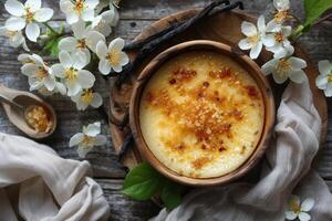 Creamy Dessert with Caramelized Sugar Topping photo