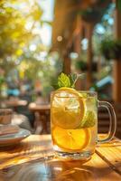 Refreshing Summer Drink with Lemon photo
