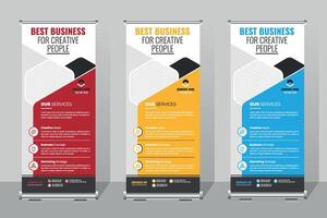 Business roll up banner template,Best Business for Creative People Showcasing Innovative Services at a Networking Event vector