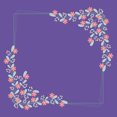 Green Square Wreath Border Frame Decorated With Green And Yellow Peach Floral