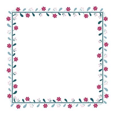 Green Square Wreath Border Frame Decorated With Green And Red Pink Floral