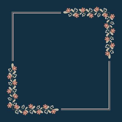Brown Square Wreath Border Frame Decorated With Green And Brown Floral