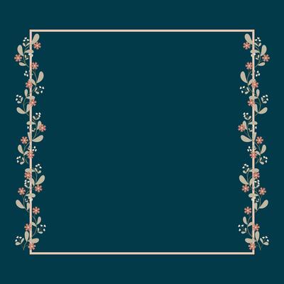 Square Wreath Border Frame With Green And Brown Floral Decoration
