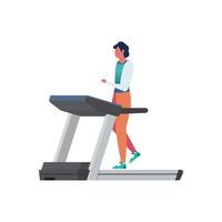 Man running on a treadmill isolated on white background vector