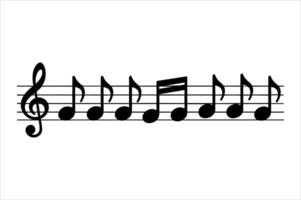 Treble clef and musical notes illustration on a white background symbolize melody in a design vector