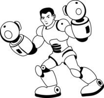Power punch character illustration in glyph style vector