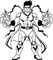 Lightning superhero character illustration in glyph style vector