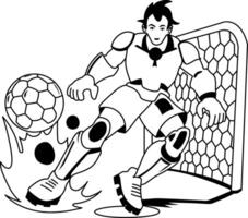 A glyph illustration of a football player vector