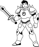 A glyph style illustration of flaming swordsman vector