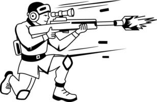 A glyph illustration of a sharp sniper shooter vector