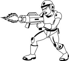 Flamethrower character illustration in glyph style vector