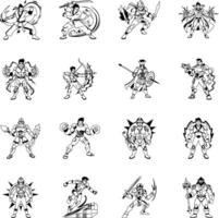Bundle of Glyph Style Game Characters vector