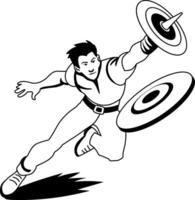 Gladiator character illustration in glyph style vector
