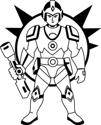 Warrior character illustration in glyph style