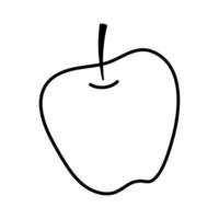 Outline drawing of a simple apple on white background with minimalistic design vector