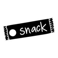 Simple black and white snack wrapper design featuring playful text vector