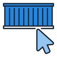Mouse cursor with Blue Shipping Container sign vector