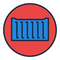 Blue Shipping Container round icon or sign with colored design vector