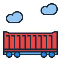 Red Shipping Container with Wheels colored icon vector