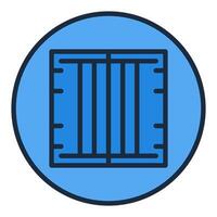 Blue Circle with Shipping Container icon or cargo linear sign vector