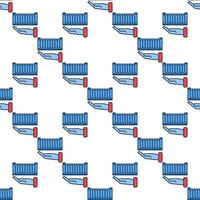 Hand with Blue Shipping Container seamless pattern background vector