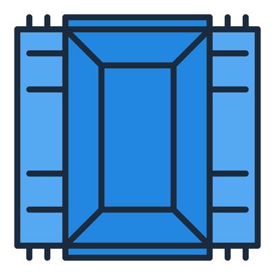 colored icon or sign of Opened Blue Shipping Container
