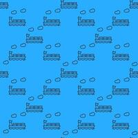 Ship with Containers seamless pattern in line style vector