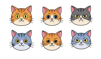 Multicolored Cat Faces Drawing Suitable for Diverse Creative Needs vector