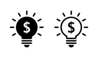 Light bulb with dollar icon. Lamp with usd sign symbol vector
