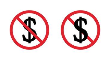 No dollar sign icon in generic style. USD currency with forbidden symbol vector