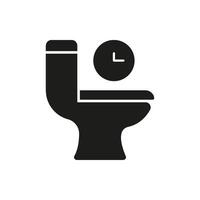 Toilet with Time Indicator Solid Icon. Restroom Symbol Representing Digestion, Metabolism, and Bowel Movement Timing Silhouette Symbol. Isolated Illustration vector