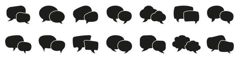 Speech Bubble Conversation Solid Icon Set. Collection of Speech, Chat and Comic Bubbles for Conversations, Notifications and Discussions. Isolated Illustration vector