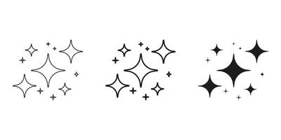 Sparkle Star Line And Solid Icon Set. Shining Twinkle Effect Symbol Collection. Isolated Illustration vector