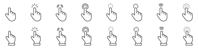 Touch gesture line icon set. Digital interaction outline symbol collection. Editable stroke. Isolated illustration vector
