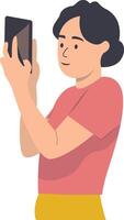 Person Holding Empty Wallet in Cartoon Design. vector