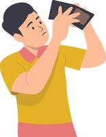 Person Holding Empty Wallet on White Background vector