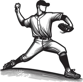 Baseball pitcher throwing the ball vector