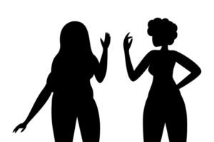 Silhouette of two women talking to each other vector