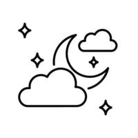Cloudy Night outline icon. EPS 10 file vector