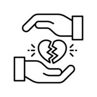 broken heart outline icon. EPS 10 file vector