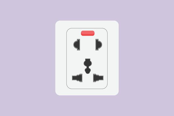 Multi-hole plugs. Electric socket Concept. Colored flat illustration isolated