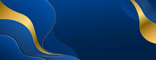 Elegant Blue and Gold Abstract Luxury Banner Background. Modern wave design. Suitable for web banners, Invitations, awards, events, templates, covers, pages, and headers vector