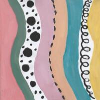 Abstract composition of colorful wavy lines with various patterns and shapes vector
