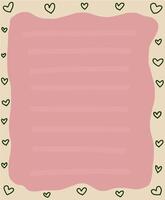 Pink paper background with hearts border vector